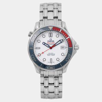 Pre Owned Omega White Stainless Steel Seamaster 212.32.41.20.04.00 Automatic Men's Wristwatch 41 mm