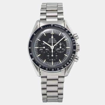 Omega Black Stainless Steel Speedmaster Professional Moonwatch ST145.022 Manual Winding Men's Wristwatch 42mm
