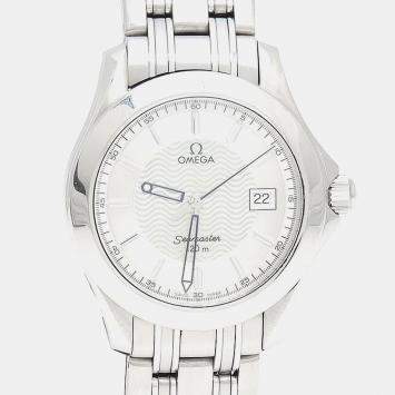 Pre Owned Omega Seamaster Quartz Silver Stainless Steel Men's Wristwatch 36.5 mm