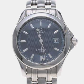 Pre Owned Omega Seamaster Quartz Blue Stainless Steel Men's Wristwatch 36 mm