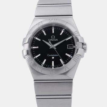 مملوكة مسبقًا  Omega Constellation 123.10.35.60.01.001 Quartz Black Stainless Steel Men's Wristwatch 35 mm