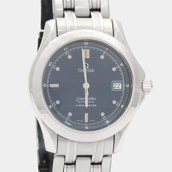 Pre Owned Omega Seamaster 2511.80 Blue Stainless Steel Men Wristwatch 36 mm