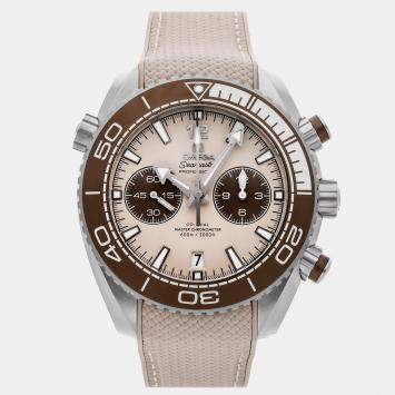 Pre Owned Omega Seamaster Planet Ocean 215.32.46.51.09.001 Beige Stainless Steel Automatic Men's Watches 45mm