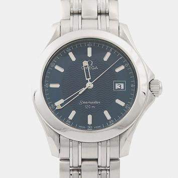 مملوكة مسبقًا Omega Seamaster 2511.81 Blue Stainless Steel Quartz Men's Wristwatch 36mm