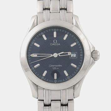 مملوكة مسبقًا Omega Seamaster 2511.81 Blue Stainless Steel Quartz Men's Wristwatch 36mm