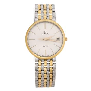 Pre Owned Omega Silver Two-Tone Stainless Steel De Ville 396.2432 Men's Wristwatch 32 mm