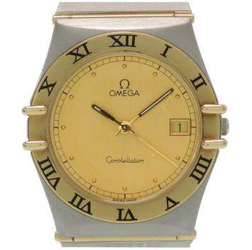 Pre Owned Omega Gold 18K Yellow Gold Stainless Steel Constellation Men's Wristwatch 32MM