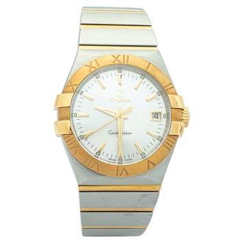 Pre Owned Omega Silver 18K Yellow Gold & Stainless Steel Constellation 123.20.35.60.02.002 Men's Wristwatch 35mm