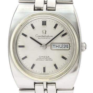Pre Owned Omega Silver Stainless Steel Constellation Day Date Automatic 168.045 Men's Wristwatch 36 MM