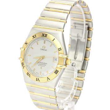 Pre Owned Omega White 18k Yellow Gold And Stainless Steel 1202.30 Constellation Automatic Men's Wristwatch 36 MM