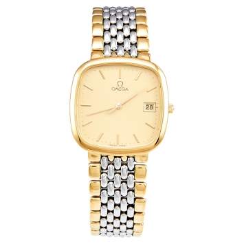 Pre Owned Omega Champagne Two Tone Stainless De Ville 396.1017 Men's Wristwatch 30 mm
