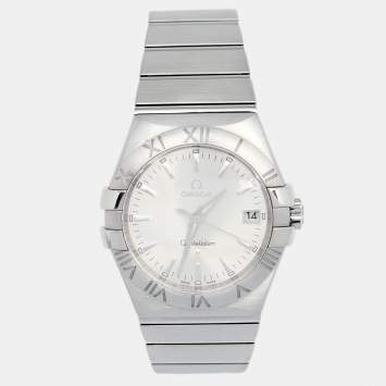 Pre Owned Omega Silver Stainless Steel Constellation 396.2010 Men's Wristwatch 35 mm