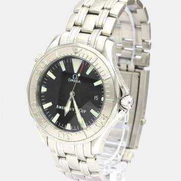 Pre Owned Omega Black Stainless Steel Seamaster Professional 300M Americas Cup Limited Edition 2533.50 Men's Wristwatch 41 MM