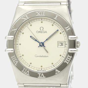 Pre Owned Omega Silver Stainless Steel Constellation Quartz 396.1070 Men's Wristwatch 33 mm