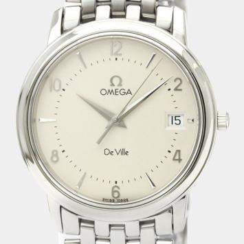 Pre Owned Omega Silver Stainless Steel Quartz De Ville Prestige 4510.30 Men's Wristwatch 34 mm