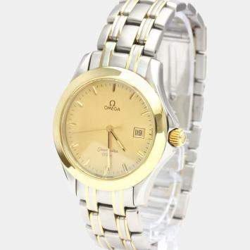 Pre Owned Omega Gold 18K Yellow Gold And Stainless Steel Seamaster Quartz Men's Wristwatch 36 mm