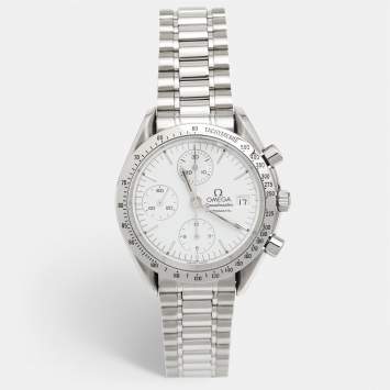 Pre Owned Omega White Stainless Steel Speedmaster 3511.20 Men's Wristwatch 39 mm