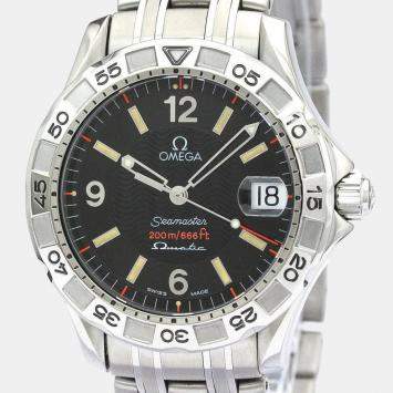 Pre Owned Omega Black Stainless Steel Seamaster 2514.50 Men's Wristwatch 36 mm