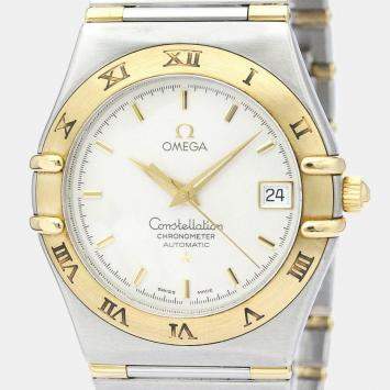 Pre Owned Omega Silver 18K Yellow Gold And Stainless Steel Constellation 1302.30 Men's Wristwatch 36 mm