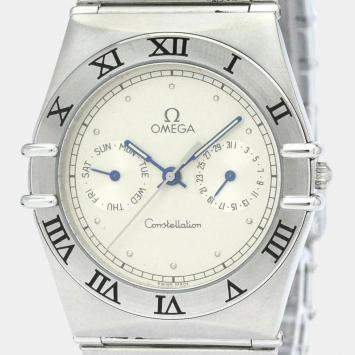 Pre Owned Omega Silver Stainless Steel Constellation 396.1070 Quartz Men's Wristwatch 35 mm