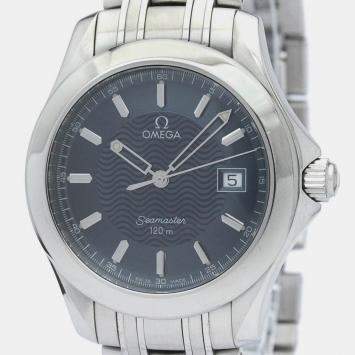 Pre Owned Omega Blue Stainless Steel Seamaster 2511.81 Quartz Men's Wristwatch 36 mm