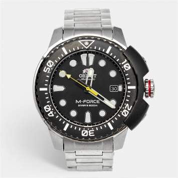 Pre Owned Orient M-Force RA-AC0L01B00B Black Dial Stainless Steel Men's Wristwatch 45 mm