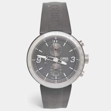 Pre Owned Oris Grey Stainless Steel Rubber TT1 674-7659-4174RS Men's Wristwatch 45 mm