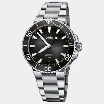 Oris Black Stainless Steel Aquis 01 400 7769 4154-07 8 22 09PEB Automatic Men's Wristwatch 41.5 mm