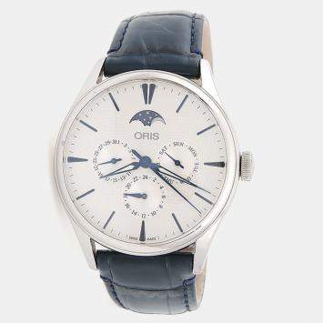 Pre Owned Oris Artelier Moonphase 01 781 7729 4051-07 5 21 66FC Automatic White Stainless Steel Men's Wristwatch 40mm