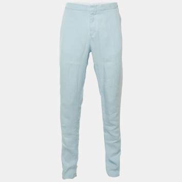 مملوكة مسبقًا Orlebar Brown Ice Blue Linen Griffon Trousers L 