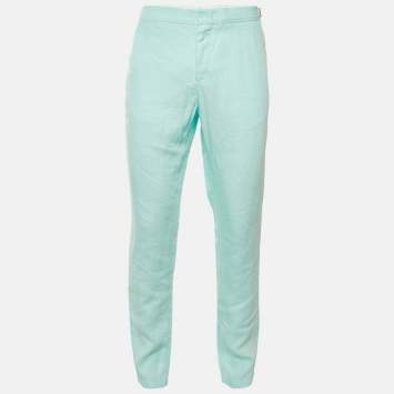مملوكة مسبقًا Orlebar Brown Turquoise Blue Linen Griffon Trousers L/Waist 34"