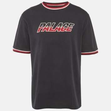 Pre Owned Palace Navy Blue Logo Embroidered Jersey Crew Neck T-Shirt XL