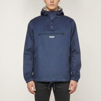 Pre Owned Palace Navy Blue Textured Chambray Hooded Pigment Jacket M