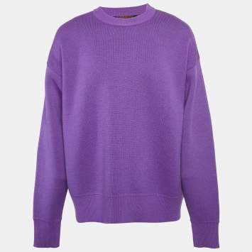 Pre Owned Palm Angels Purple/Green Palm Intarsia Wool Sweater M
