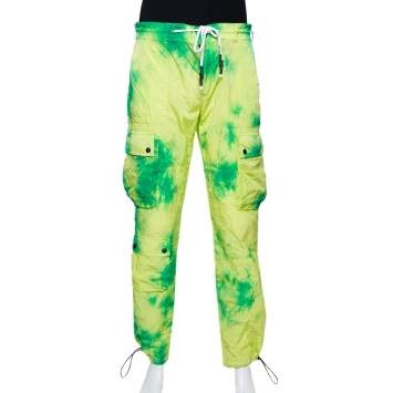 Pre Owned Palm Angels Fluorescent Tie Dye Nylon Cargo Pants L