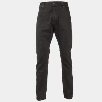 Pre Owned Palm Angels Black Logo Print Denim Slim Fit Jeans XL/Waist 38"