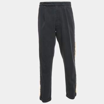 Pre Owned Palm Angels Blue Gold Side Stripe Gabardine Trousers XXL