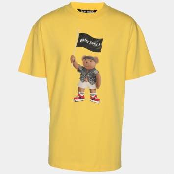 Pre Owned Palm Angels Yellow Teddy Print Cotton Crewneck T-Shirt S