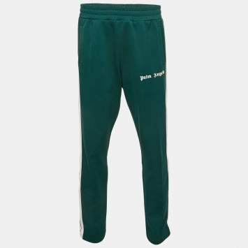 Pre Owned Palm Angels Green Jersey Side Stripe Detail Track Pants L