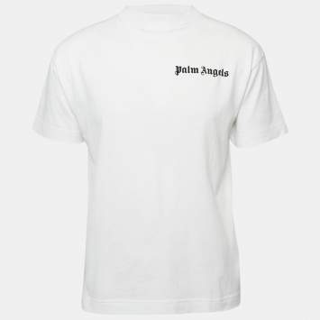 Palm Angels White Logo Print Cotton Oversized T-shirt XS