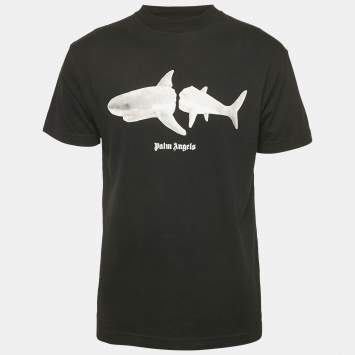 Palm Angels Black Shark Print Jersey T-Shirt M
