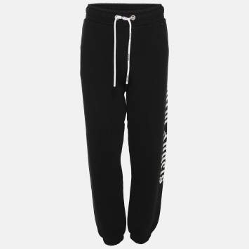 Pre Owned Palm Angels Black Graphic Print Jersey Jogger Pants S