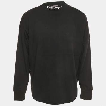 مملوكة مسبقًا تي شيرت بكم طويل بالم أنجيلز طباعة شعار رياضي أسود مقاس صغير (سمول)