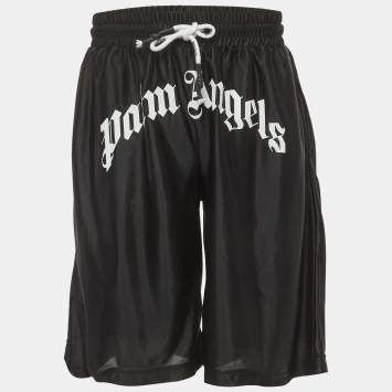 مملوكة مسبقًا Palm Angels Black Logo Print Jersey Shorts XL
