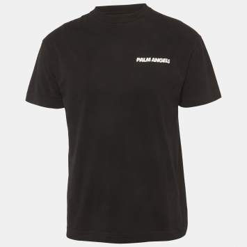 مملوكة مسبقًا تي شيرت بالم أنغلز قطن أسود مطبوع على الظهر مقاس متوسط (ميديوم)