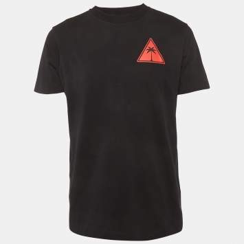 مملوكة مسبقًا Palm Angels Black Printed Jersey Crewneck T-Shirt M