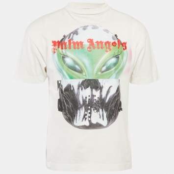 Pre Owned Palm Angels White Back Printed Jersey T-Shirt XS