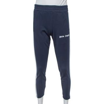 Pre Owned Palm Angels Navy Blue Jersey Side Stripe Detail Track Pants M