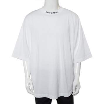 Pre Owned Palm Angels White Cotton Classic Logo Oversized T-Shirt XXL