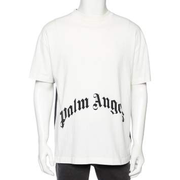 Pre Owned Palm Angels Black & White Cotton Thinking Skull Printed Round Neck T-Shirt L